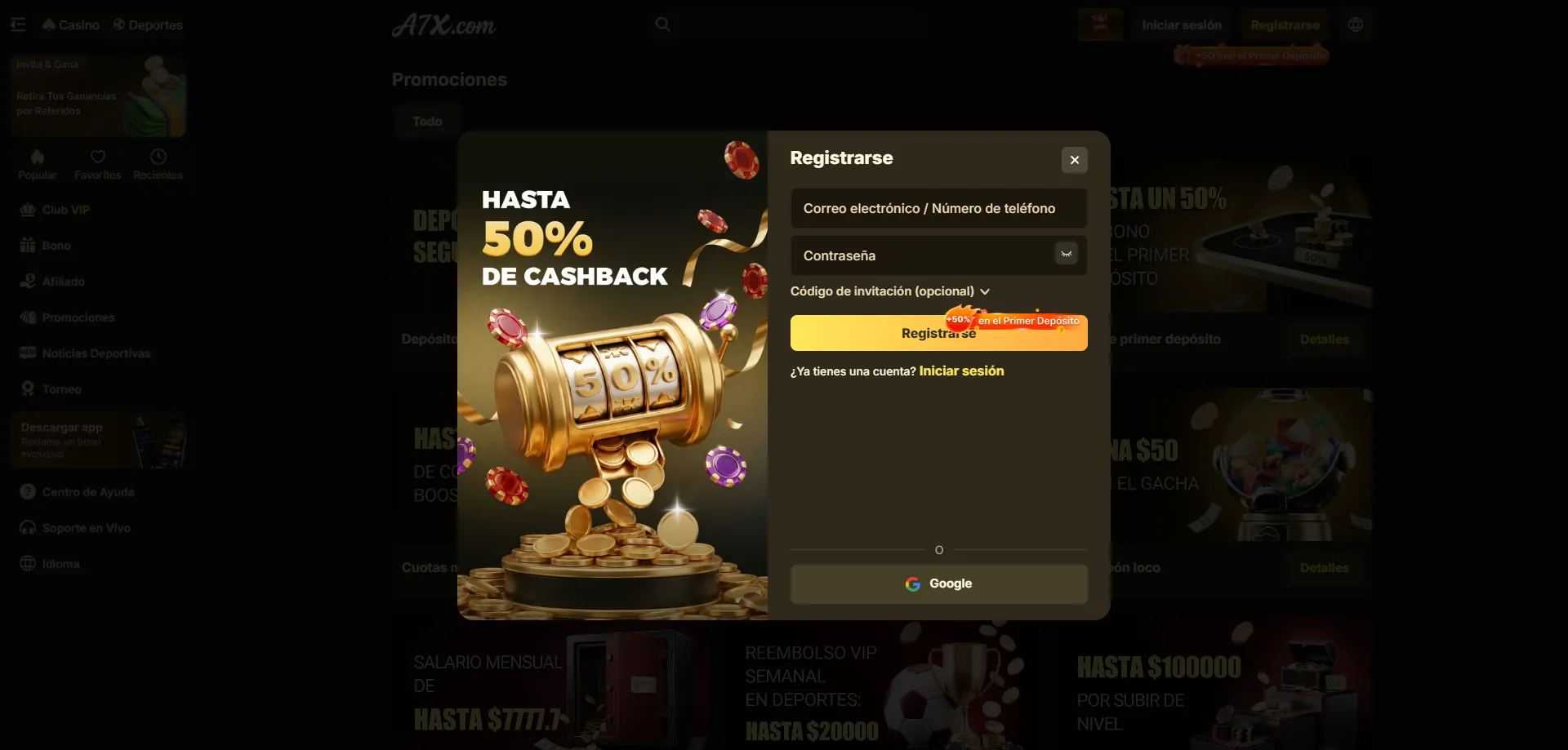Registro rápido en A7X Casino México — empieza a jugar hoy